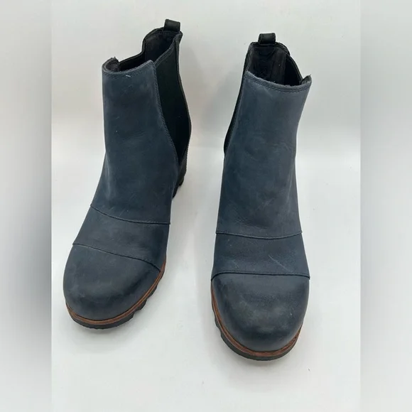 Sorel Navy and Black Wedge Chelsea Ankle Boots - Picture 7 of 11